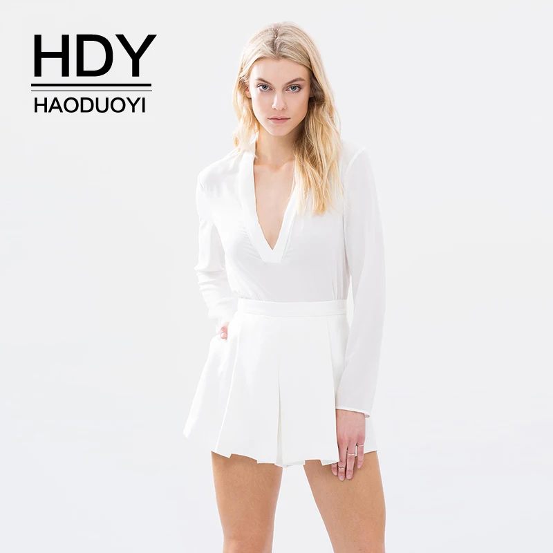 Женские шорты HDY Haoduoyi белые повседневные свободные с высокой талией и молнией