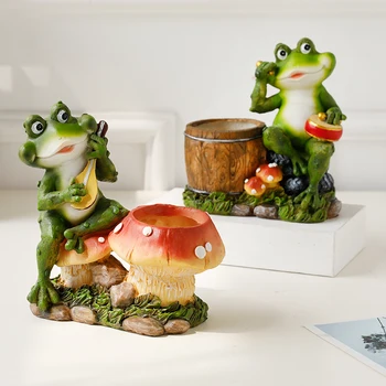 

Pastoral creative frog pen holder decoration living room decoration flower tube decoration window sill garden accessories crafts