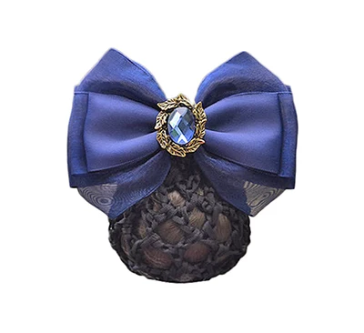 Fashion Office Lady Bow Tie Barrette Hair Clip Cover Bowknot Net Bun Deep Snood for Long Hair Hair Bands for Women - Цвет: F