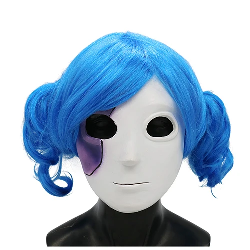Sally Face Cosplay Props Sally Latex Mask and Wig Short Blue Heat