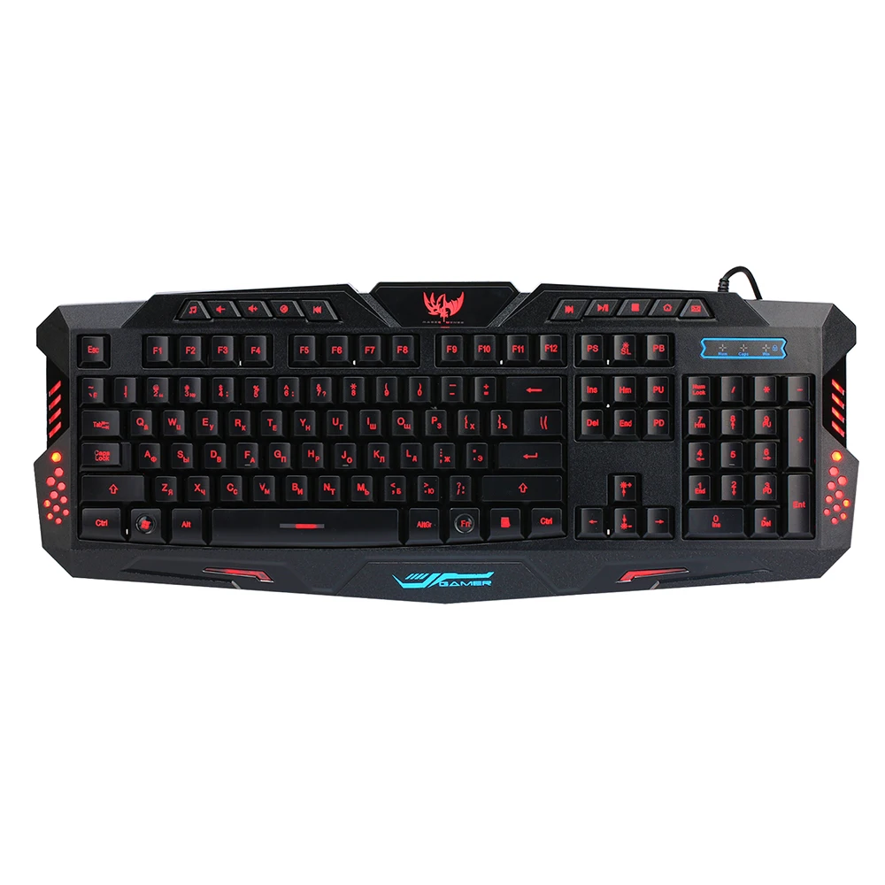 

114 Keys Russian Keyboard with Russian Letters/English Bilingual Russian Version USB Wired Gaming Keyboard with Backlight KX01