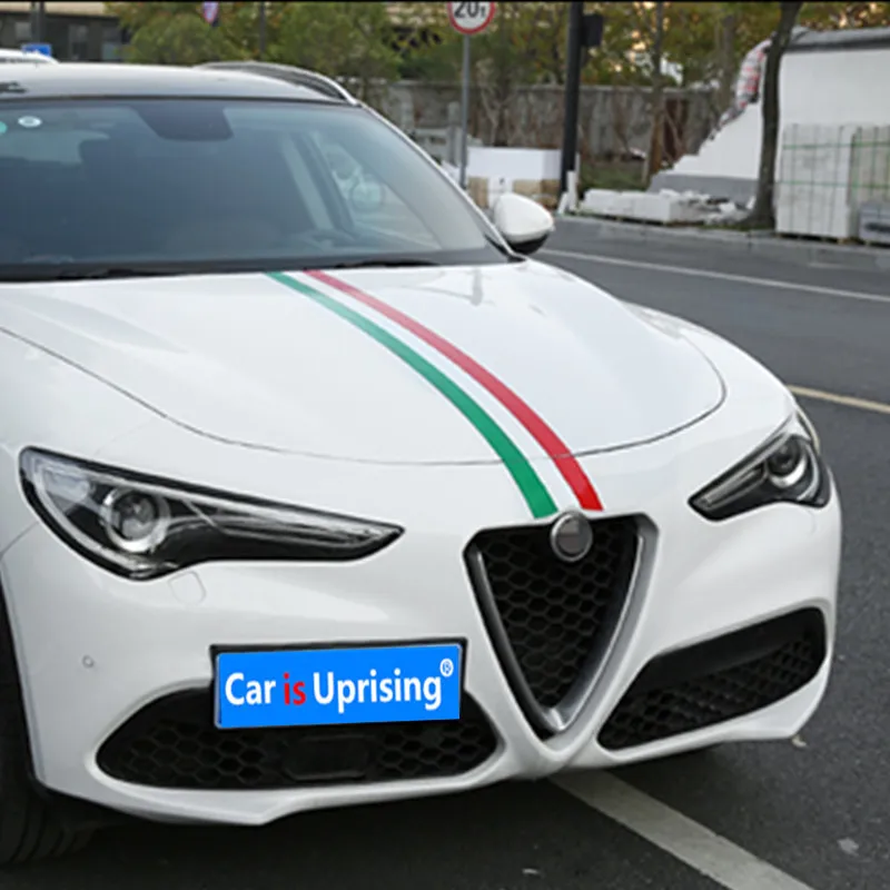 

Car Styling Italian Flag Three-color Stripe Decal Bumper Sticker Car Decoration Sticker for alfa romeo giulietta Giulia Stelvio