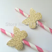 Пользовательские золотые блестящие милые маленькие Банни бумажные соломинки Свадебные для новобрачных, вечеринка в честь новорождённого дня рождения размешиватели напитков/декоративные соломинки