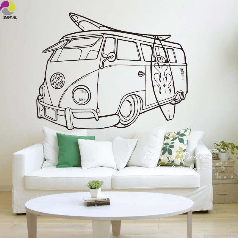 

Volkswagen Surf Vans Wall Sticker Sofa Bedroom Baby Nursery Summer Car Sport Wall Decal Kids Room Vinyl Home Decor