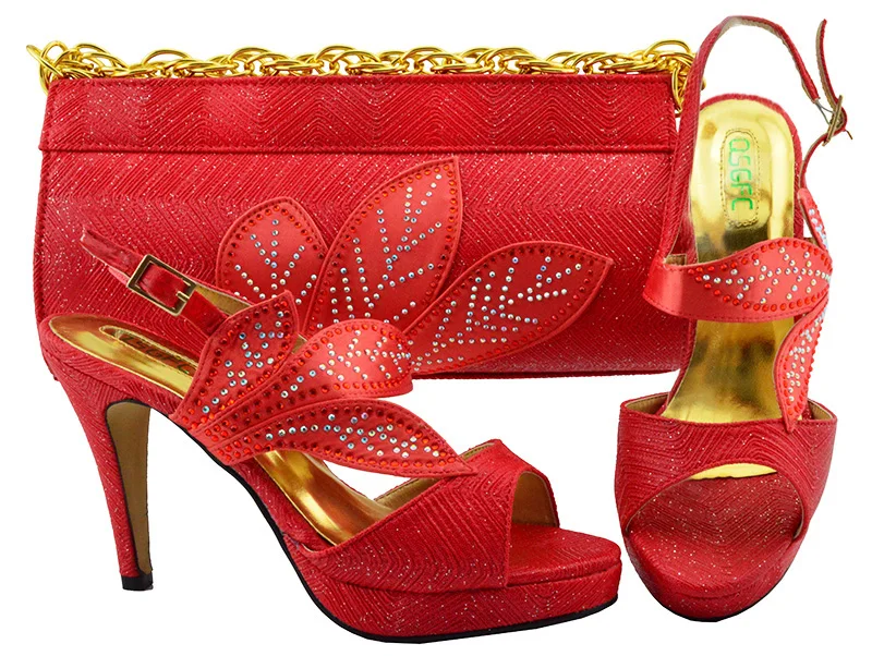 

New Fashion Italian Design Shoes With Matching Bags African 11 cm High Heel Women Shoes and Bags Set For Prom Party MM1068