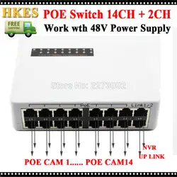 AHWVSE 14 + 2 Порты и разъёмы IEEE802.3af 10/100 Мбит/с POE коммутатор 16ch Мощность Over Ethernet для IP Камера сетевой коммутатор POE сетевой коммутатор