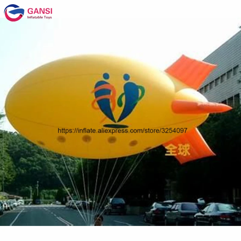 Promotional Helium Blimp Airship Balloon 4M Length Inflatable Helium Airplane Balloon For Advertising