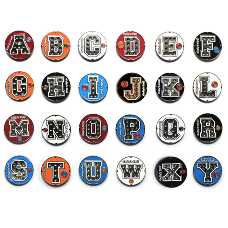 

New Custom Magnetic Letter Golf Hat Marker 2.4CM No Hat Clip Multi-style Golf Cap Marks For Men Women Selectable 10PCS/LOT