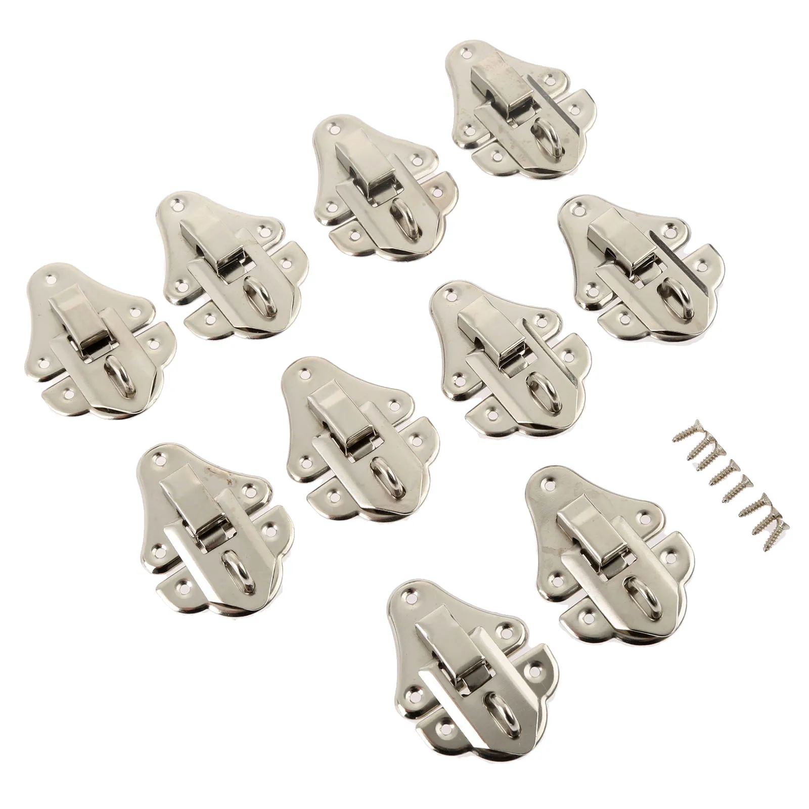 

10Pc 48*35mm Mini Jewelry Chest Gift Wine Wooden Box Toggle Latch Suitcase Hasp Hook Lock Furniture Hardware Antique Silver/Gold