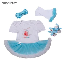Милый кролик для маленьких девочек Пасхальный наряд кружево Petti комбинезон платье повязки на голову обувь кроватки гетры новорожденн