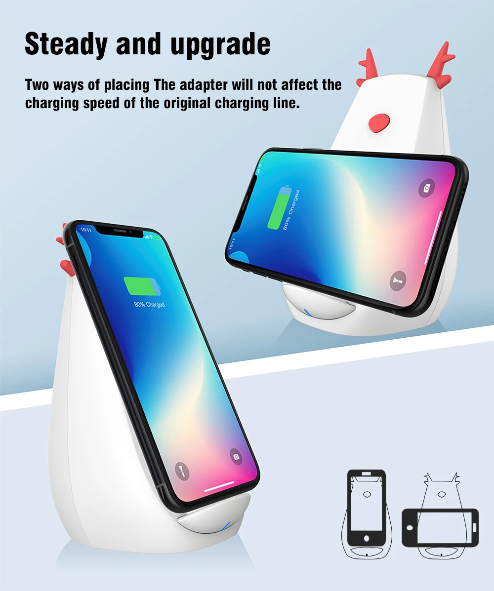 Ascromy Wireless Charger Stand 7.5W for iPhone Xs MAX XR X 8 Plus 10W for Samsung Galaxy S9 S8 Note 8 9 Fast Induction Charging (2)
