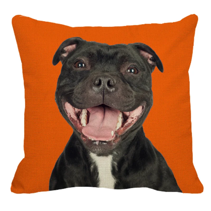 XUNYU, льняной чехол для подушки с изображением собаки, дивана, квадратная декоративная наволочка, чехол для подушки с изображением животных 45X45 см AC015