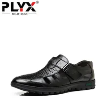 PHLIY Суан человек, сандалии Пляжная Летняя обувь черный/коричневый кожаный формальная обувь мужские сандалии