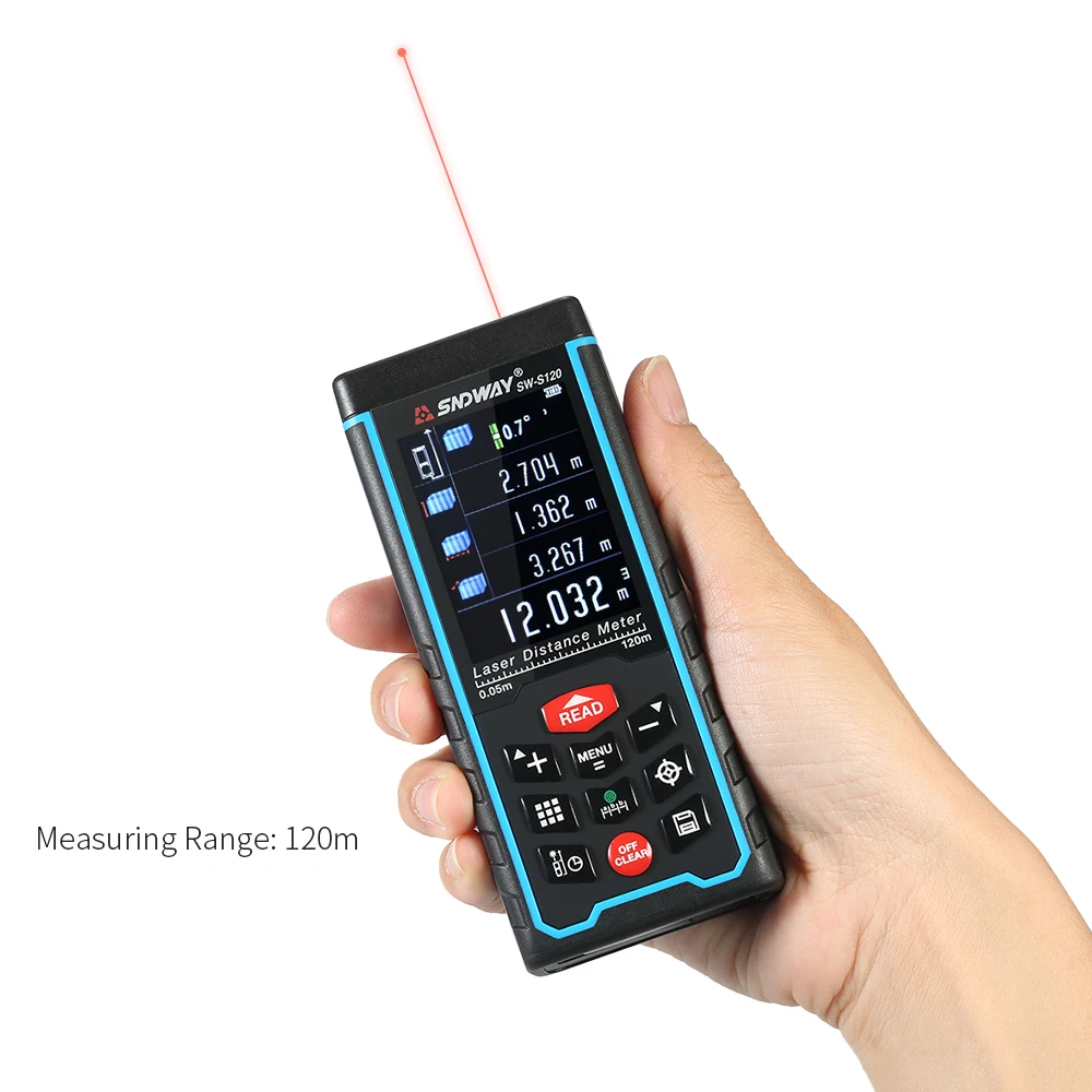 

120m Handheld Digital Laser Distance Meter USB laser rangefinder Mini construction tools Range Finder 100 Groups Data Storage