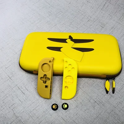 Силиконовый чехол Pikachus Eevee Joycon Thumstick Grips cap для Nintendo switch NS Console, Жесткий Чехол для хранения+ папка-подставка - Цвет: Bag-Silicone-Grips