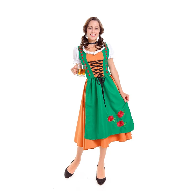 Oktoberfest Deguisement Disfraces Germany Beer Carnaval Dirndl Fancy Dress Sexy Short Sleeve Women Apron Maid Beer Girl Costume (6)