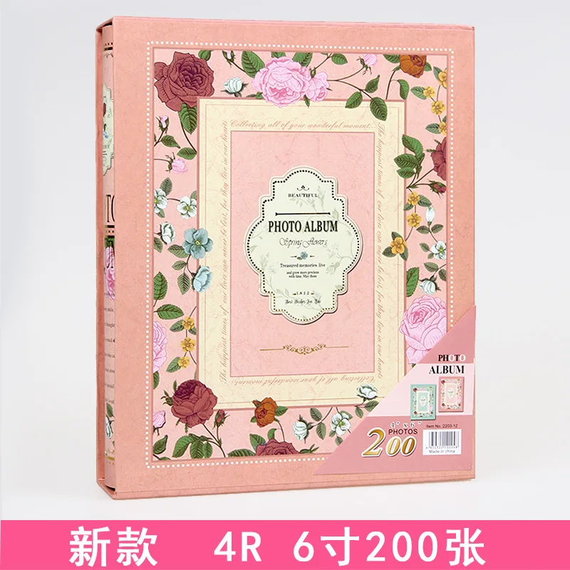 

Retro Creative Boxed Photo Album 4D Big 6 Inches Pastoral Floral Cover Interleaf Type Loose-leaf Yearbook Cheap Photo Album