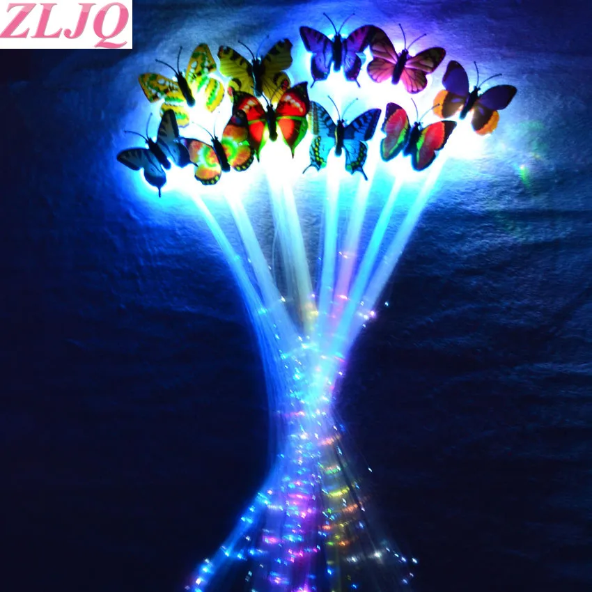50PCS 2018 Flash LED Women Girl Braid Hair Clip Butterfly Shape Hairpin Clips Holiday Party