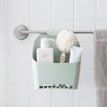 

Stackable Bathroom Makeup Organizer Storage Basket Box Drainable Punch-free Toiletries Shelf Cosmetic Organizer Hanging Basket