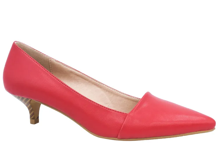 MaxMuxun/Женская обувь; строгие классические модельные туфли-лодочки на среднем каблуке-рюмочке без застежки; офисные женские туфли-лодочки; цвет белый, красный, черный - Цвет: Red