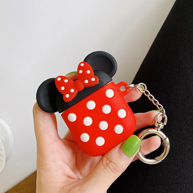 

Cute 3D Minnie Mickey Polka Dot Silicone Case For Apple Airpods 1 2 Bluetooth Wireless Earphone Case Cartoon Headset Box Cover