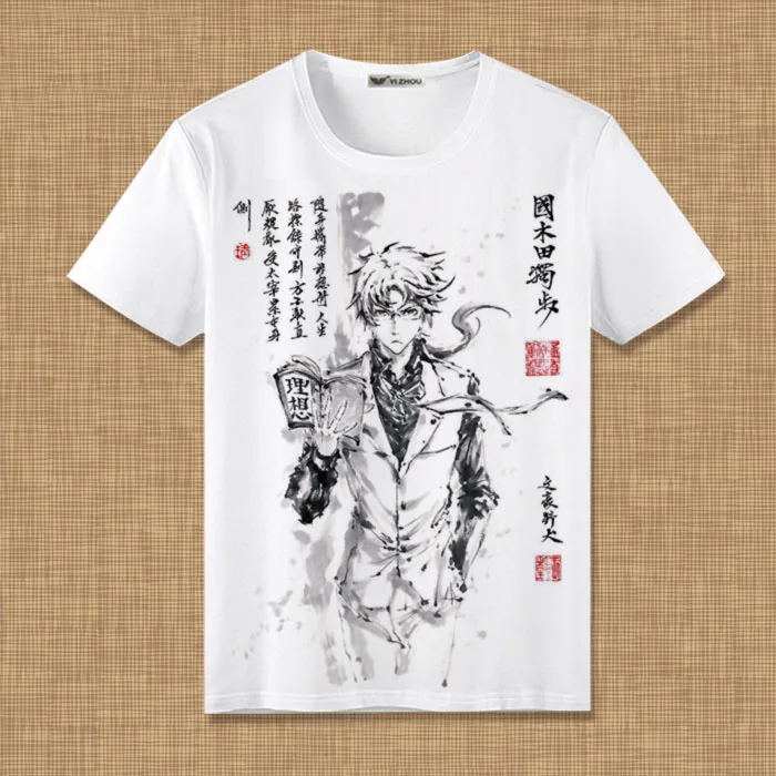 

New Anime Bungo Stray Dogs Cosplay t-shirt Osamu Dazai Ink painting loose men t-shirt