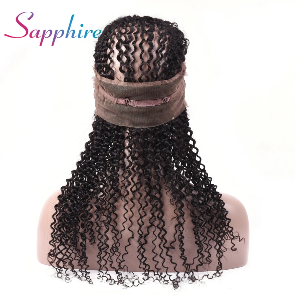 Sapphire Human Hair Peruvian Deep Wave 360 Lace Frontal Pre Plucked with Baby Hair Free Part 100% Non Remy Human Hair Natural