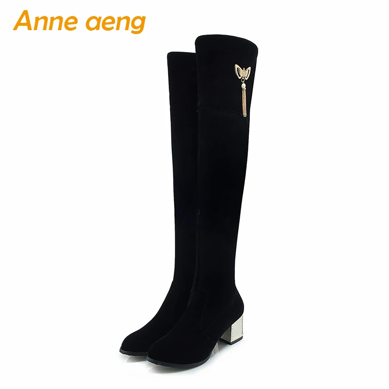 

2019 new autumn winter women boots over the knee thigh high boots zip ladies sexy snow boots black women shoes big size 33-43