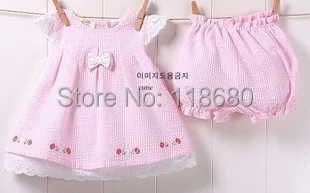 new 2015 summer Baby & kids clothes sets baby girls t-shirts dress + child shorts sets cute pink girl t shirt Short sleeve suit