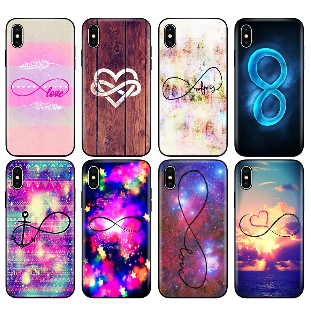 Custodia In Tpu Nero Per Iphone 5 5S Se 6 6S 7 8 Plus X 10 Cover In Silicone Per Iphone Xr Xs 11 Pro Max Custodia Simbolo Infinito Matematico
