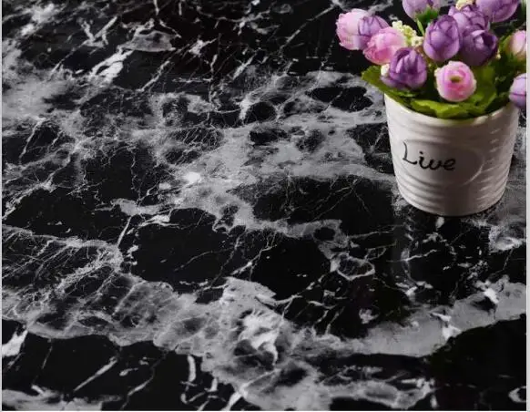 61*500cm roll, Black Marble Pre adhesive Wallpaper ,Waterproof Vinyl
