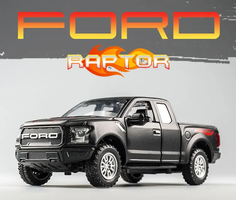 Сплав литья под давлением для Ford F150 Raptor пикап Рок Гусеничный грузовик Вытяните назад Модель автомобиля коллекция звук и светильник хобби игрушки подарок