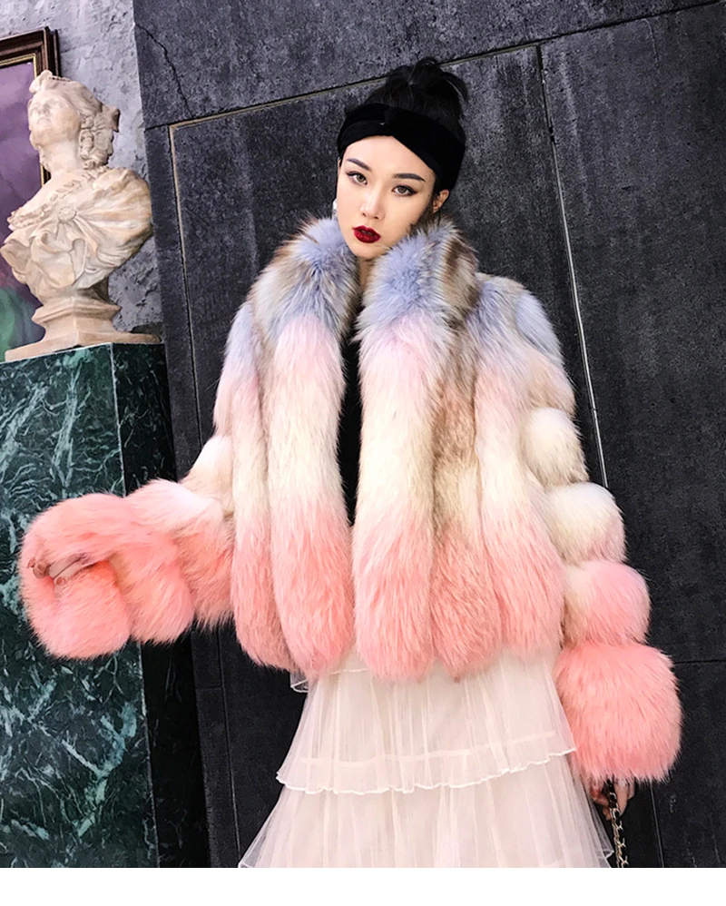 Fang Tai Fur 2019 зимнее женское импортное пальто из лисьего меха тонкий Мандарин Воротник Розовый потертый лисий мех пальто женское натуральное