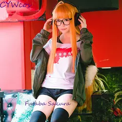 Японского аниме Persona 5 Косплэй Futaba Сакура ежедневно костюмы Косплэй униформа, костюм костюмы на Хэллоуин пальто + рубашка + шорты