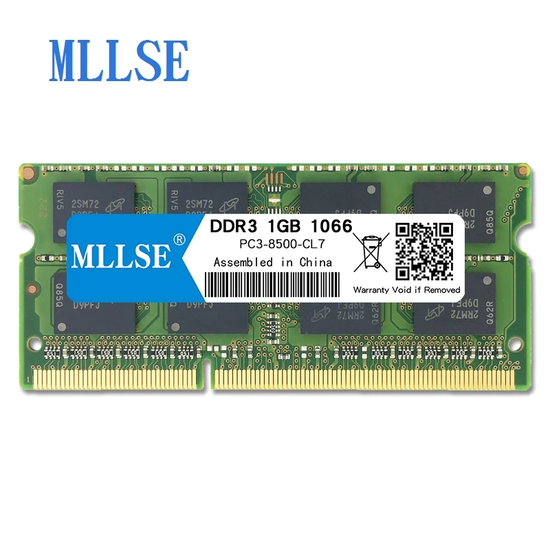 Mllse ноутбук Sodimm ram DDR3 1 ГБ 1066 МГц 1,8 в память для ноутбука PC3-8500S 204pin без ECC ноутбук ram memoria