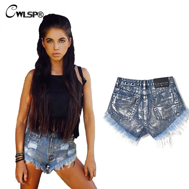 sequin jean shorts