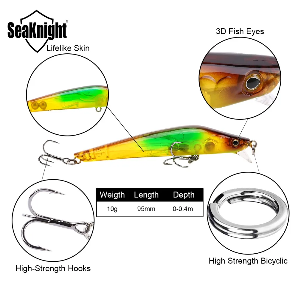 SeaKnight SK016 блесна рыболовные приманки 1 шт. 10 г 95 мм глубина 0-0,4 м плавающие воблеры приманка искусственные жесткие приманки