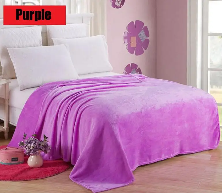 1 шт., домашнее текстильное одеяло, летнее однотонное, супер теплое, мягкое одеяло, покрывало для дивана/кровати/путешествий - Цвет: Purple
