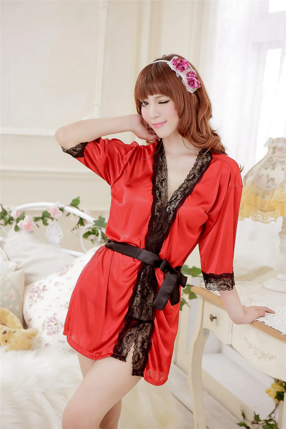 Sexy Retro font b Night b font font b Gown b font Nightdress Nightwear Robe Pajamas
