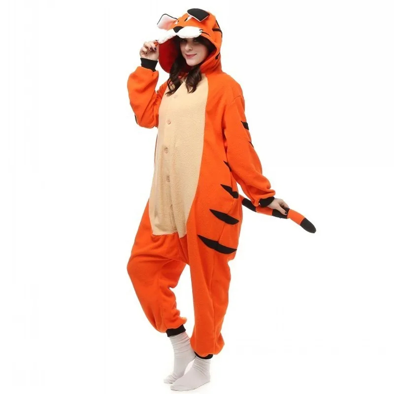 

polar fleece Adults Costume Onesies Bengal Tiger Onesies Ladies Women Men Cartoon conjoined pajamas Role-playing for Halloween