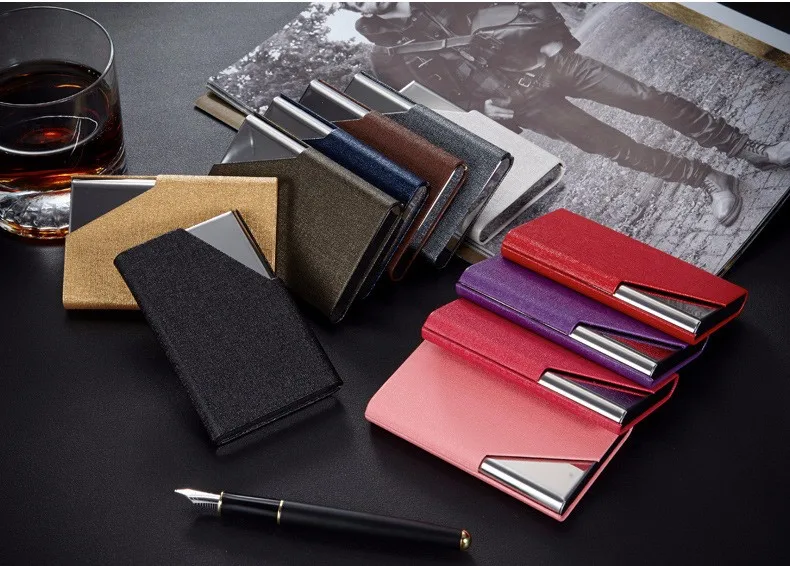 

Rfid Travel Card Wallet Leather Men Women Waterproof Business Credit ID Card Holder Card Case Metal Wallet Cardholder Carteira