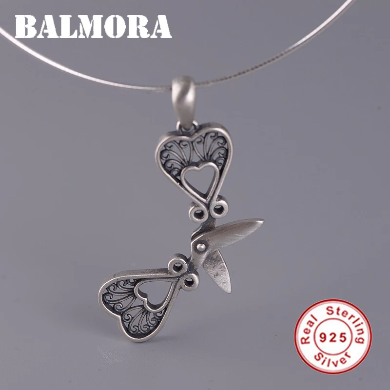 

BALMORA 925 Sterling Silver Scissors Ethnic Pendant for Women Lover Fashion Matt Jewelry Accessories Without a Chain SY15132
