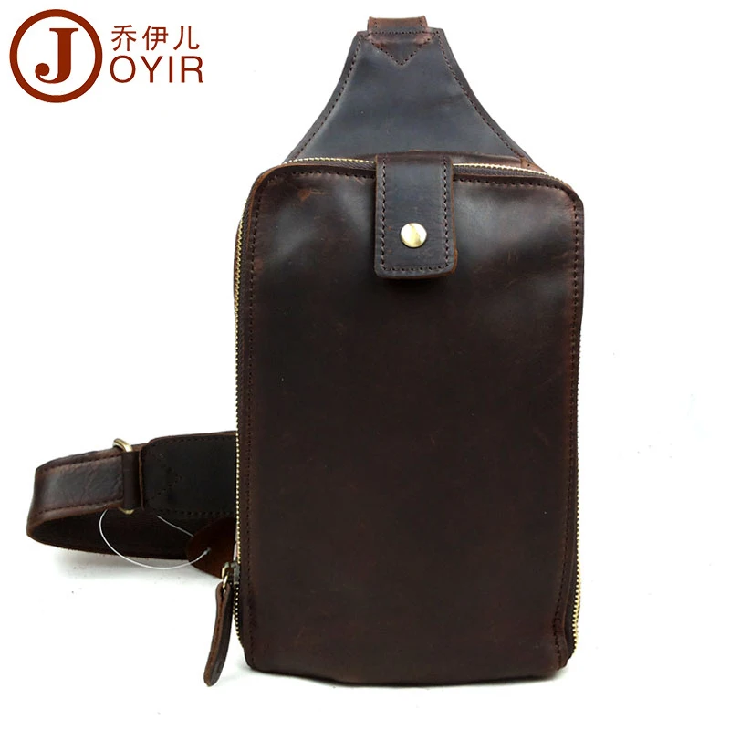 

Vintage Genuine Leather Men's Chest Pack Crazy Horse Leather Chest Pack Bag Daypack Sling Bag Shoulder Crossbody Bag Red Brown
