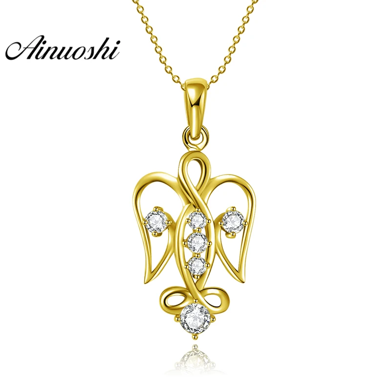 

AINUOSHI 10K Solid Yellow Gold Pendant Hollow Eagle Pendant SONA Diamond Women Men Jewelry Adorable Birds 2.0g Separate Pendant