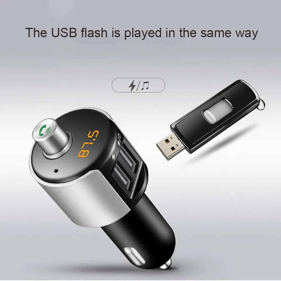 Cunymagos Wireless Bluetooth FM Transmitter Modulator Car Radio Adapter Car MP3 Player 3.4A Dual USB Car Charger Handsfree Car Kit (4)