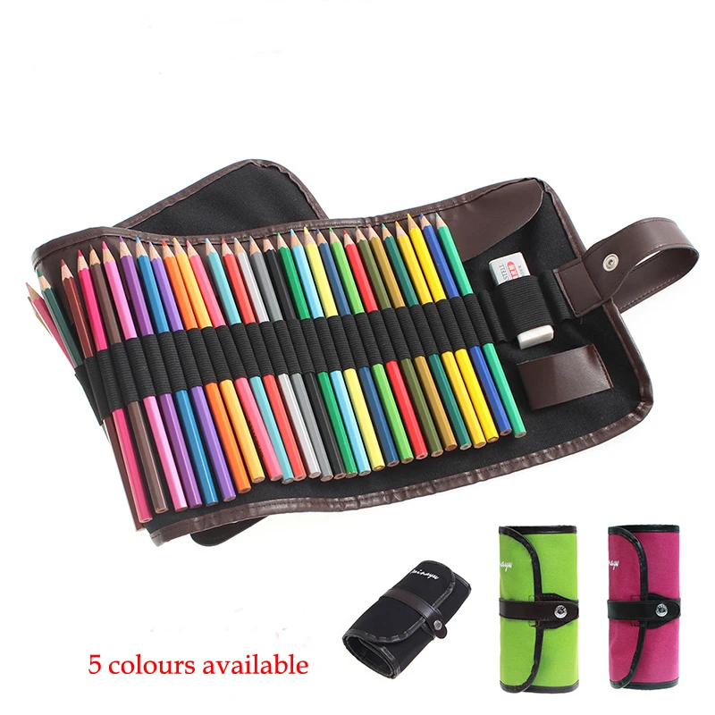 

36/48/72 holes Canvas Roll Pouch Makeup Comestic Brush Pen Storage pecncil box School Pencil Case Material Escolar Art Supplies