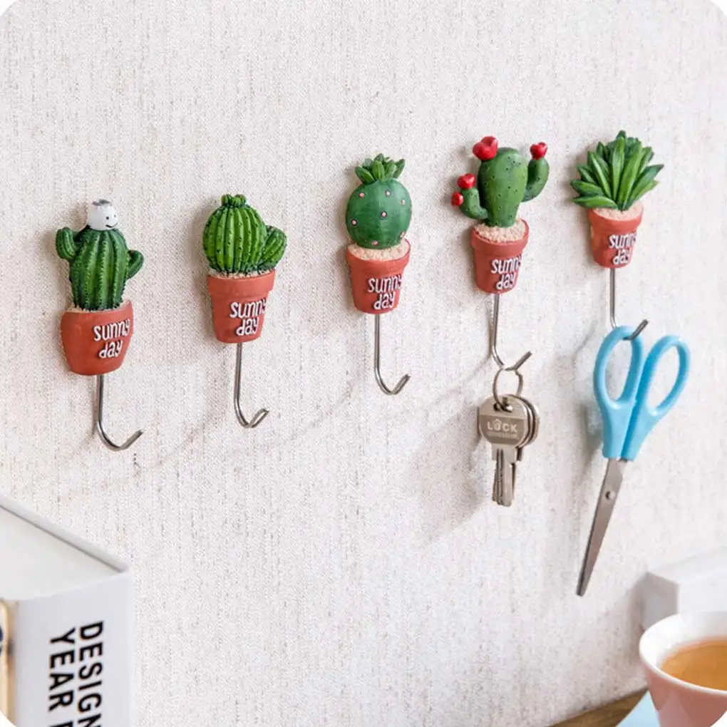 

Artificial Cactus Decorative Wall Hook Hanger Coat Towel Keys Bags Hook Kitchen Bathroom Home Decoration