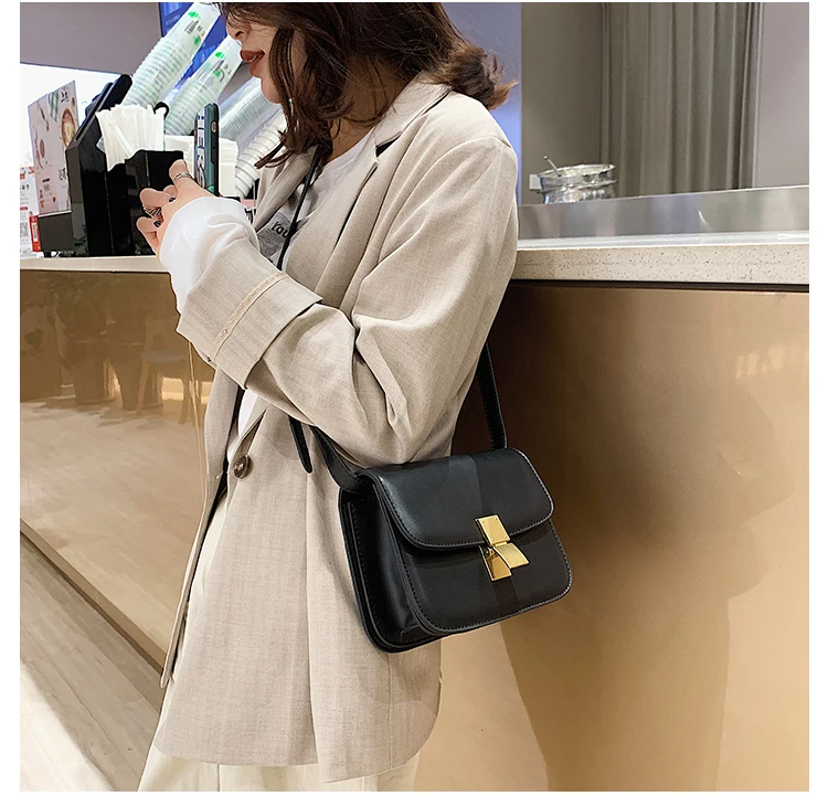 Luxury Brand Handbag New Fashion Simple Square bag Quality PU Leather Women's Designer Handbag Lock Shoulder Messenger bags
