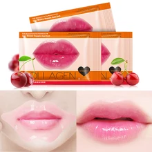 Вишневая кристаллическая коллагеновая маска для губ, Питательная, увлажняющая эссенция от старения против морщин, пластырь, гель для разбавления губ, уход за кожей, 100 шт