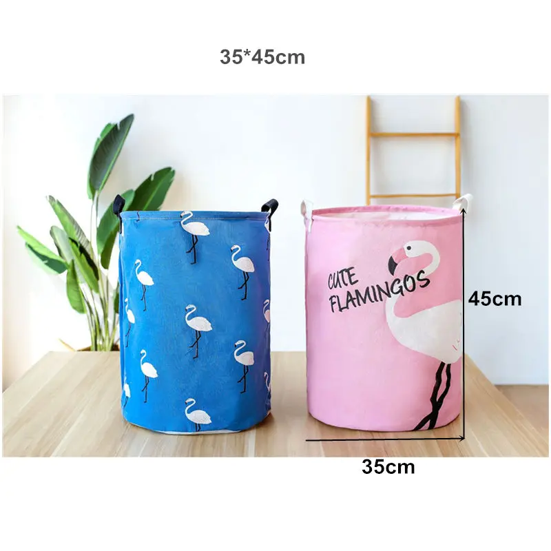 35*45 سنتيمتر للطي الغسيل سلة 2018 الجديدة الملابس سلة الغسيل التخزين و منظمة فلامنغو مطبوعة النسيج اللعب المنظم